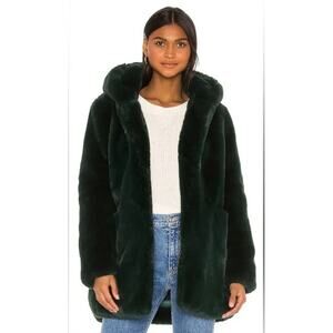 Apparis Coat XL Marie Faux Fur Coat Green Winter Jacket Soft Cozy Snow Teddy